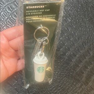 Starbucks Green and White Cup Lid Stopper Keychain